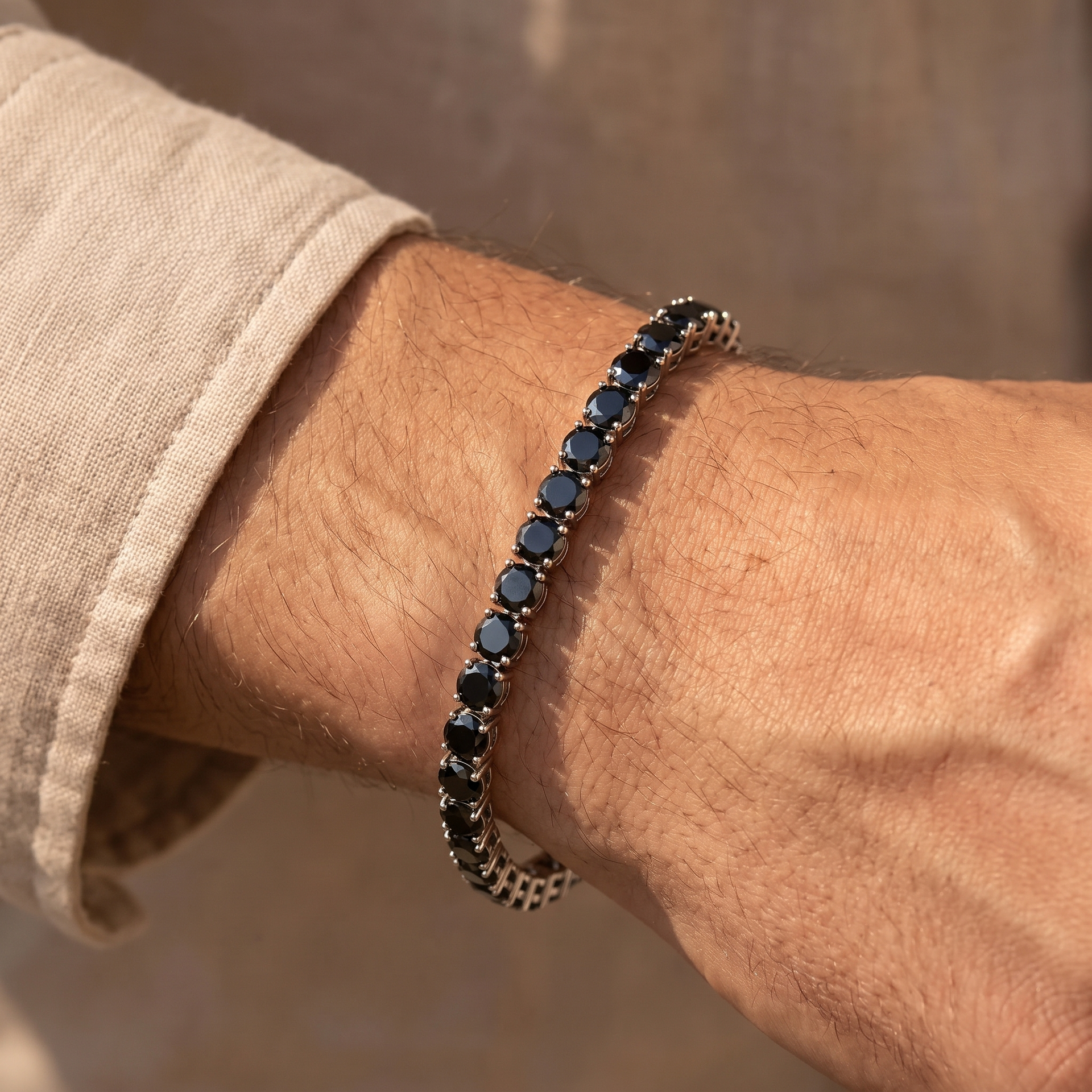 Black Tennis Bracelet - White Gold