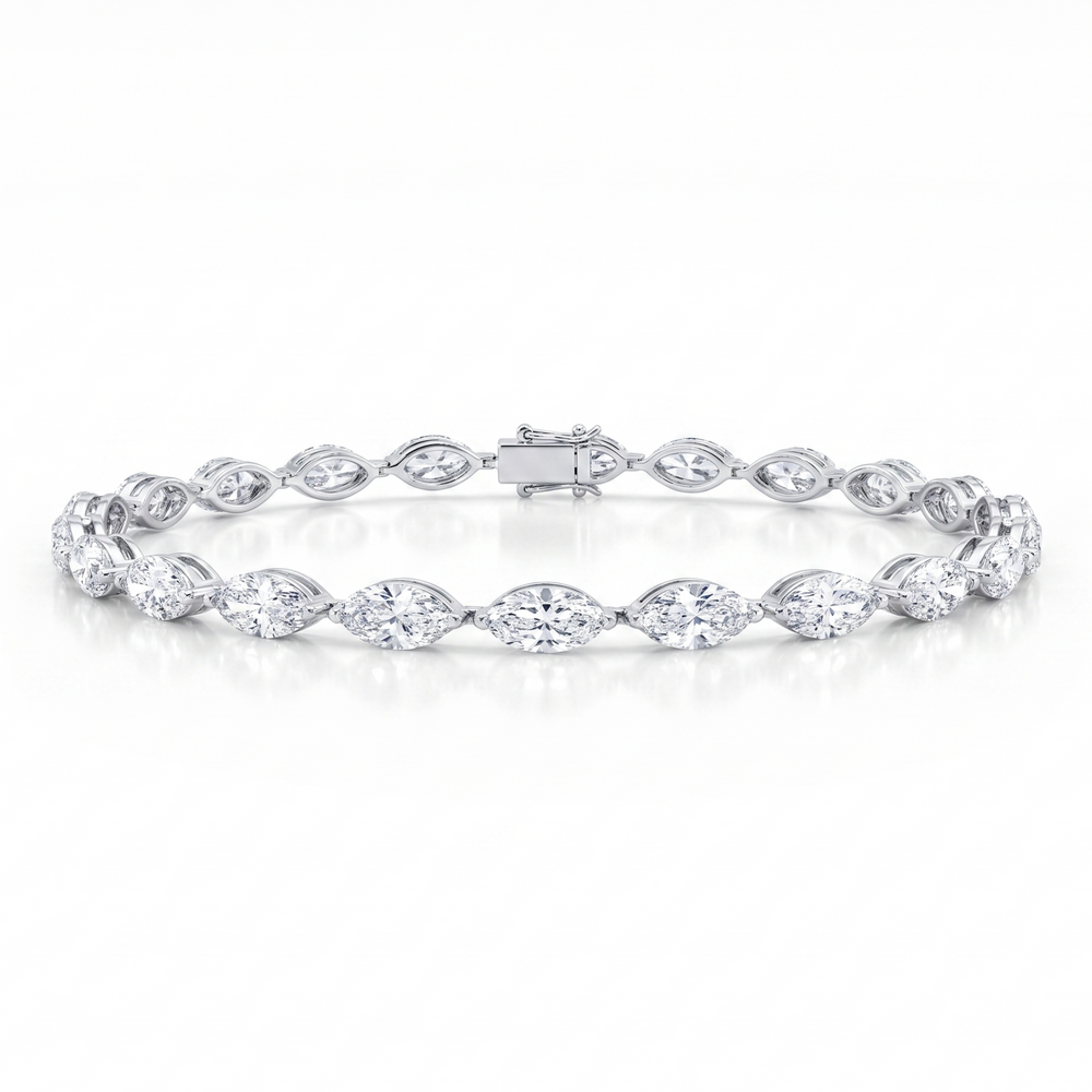 Marquise Station Bracelet - White Gold