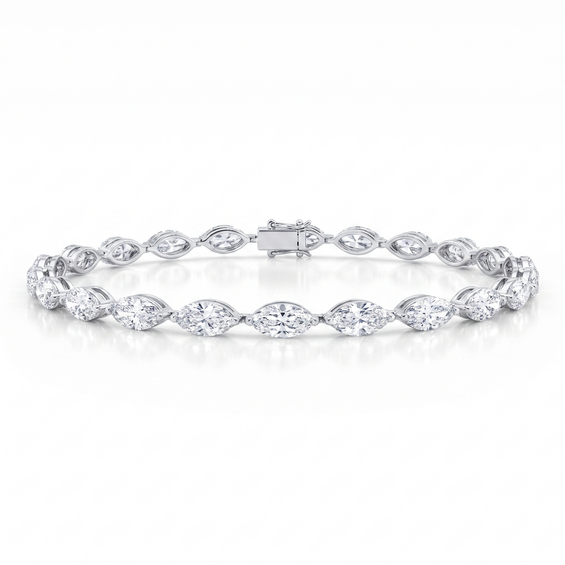 Marquise Station Bracelet - White Gold