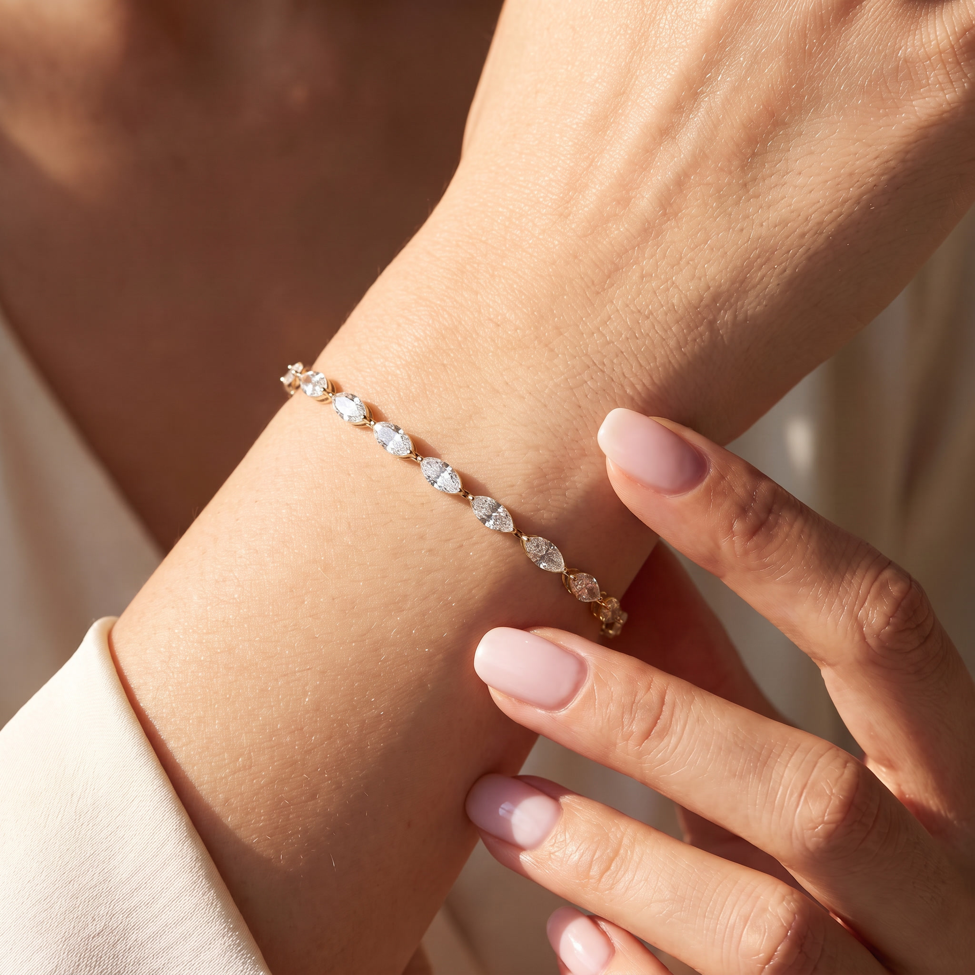 Marquise Station Bracelet - Gold