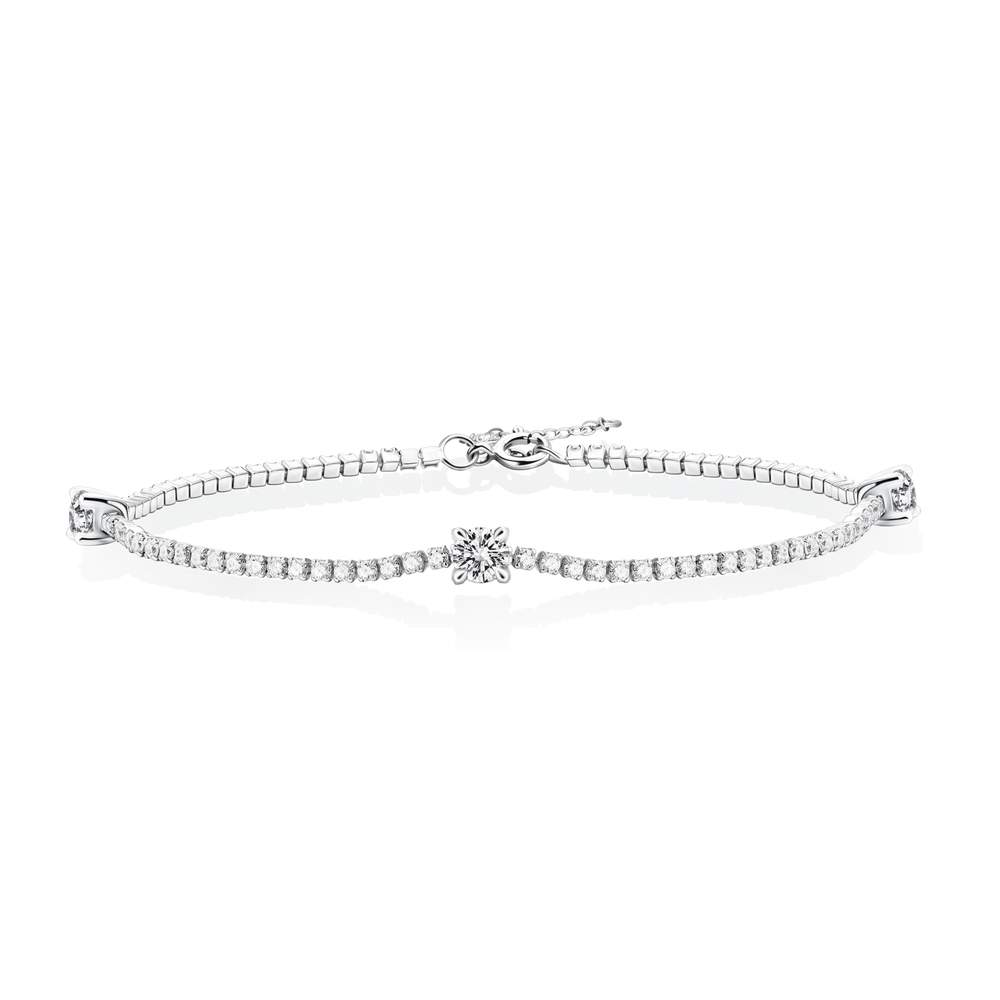 Solitaire-Station Tennis Bracelet - White Gold