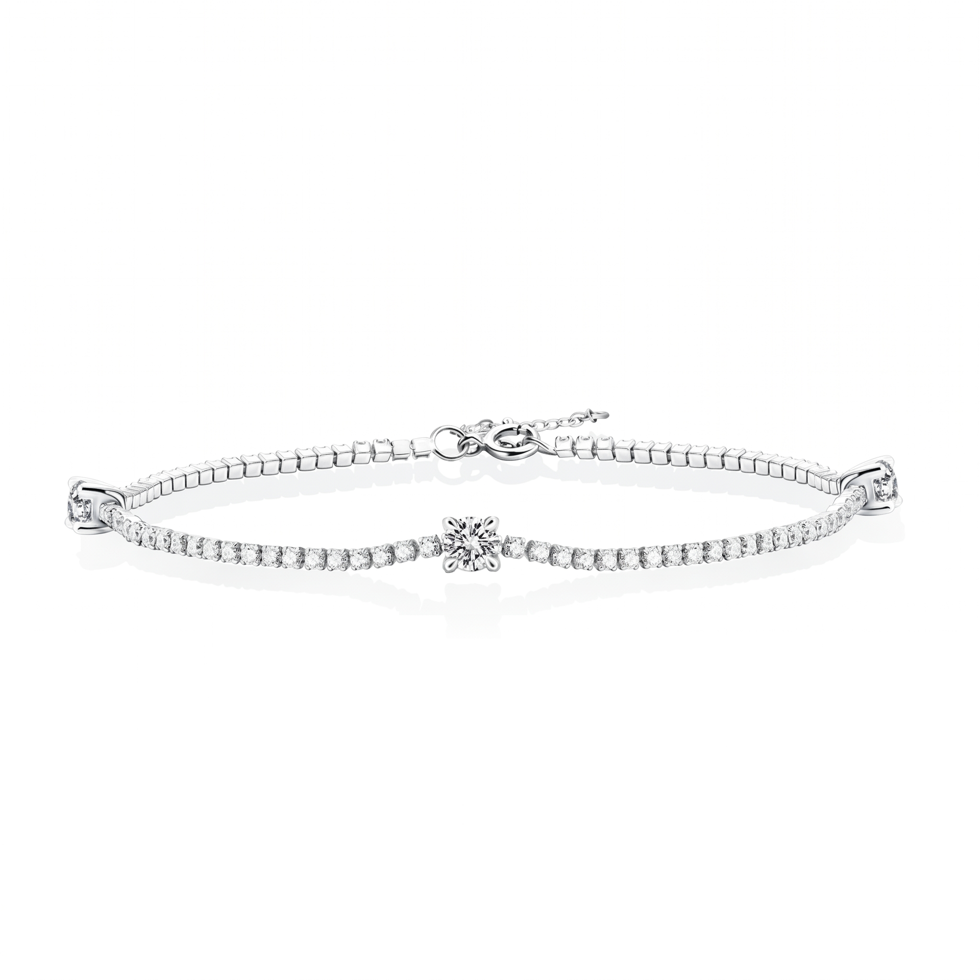 Solitaire-Station Tennis Bracelet - White Gold