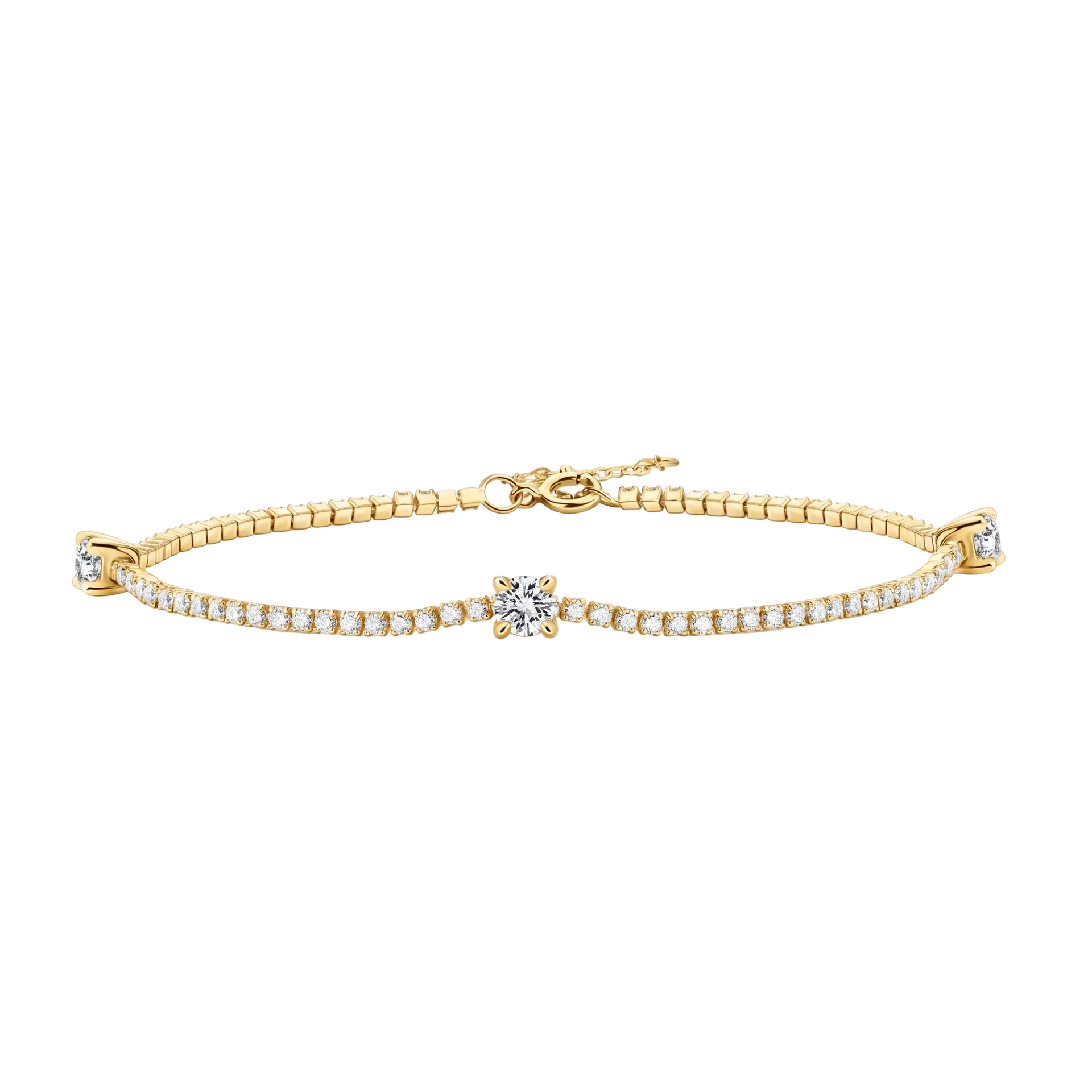 Solitaire-Station Tennis Bracelet - Gold