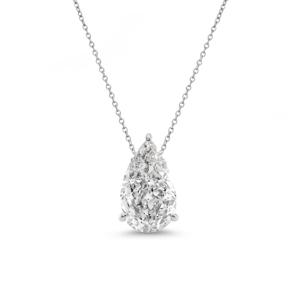 Pear Pendant Necklace - White Gold
