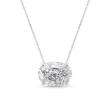 Oval Horizontal Pendant Necklace - White Gold