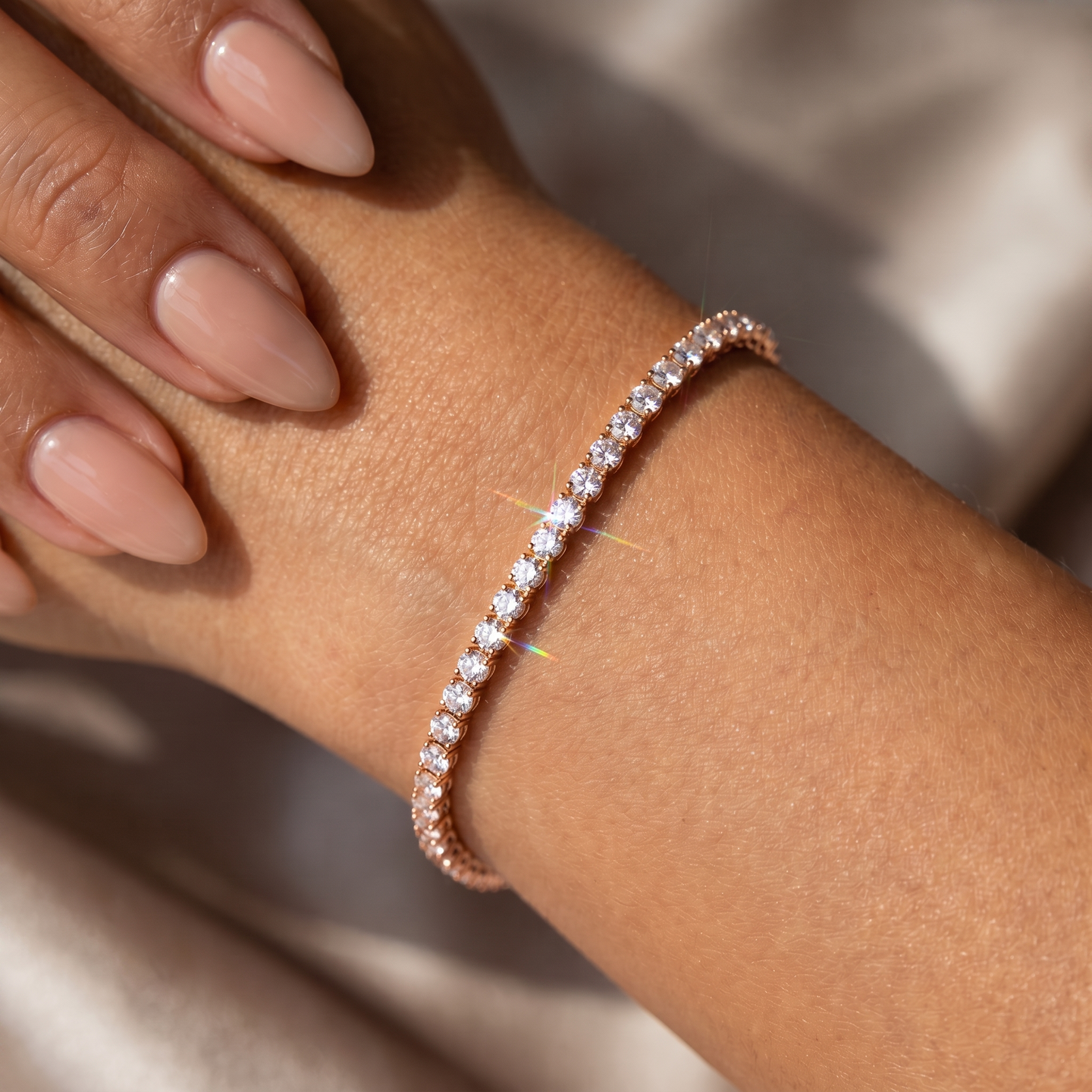 Aura Tennis Bracelet 3MM - Rose Gold