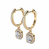 Mira gold moissanite drop earrings angled view