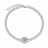 Halo Curb-Chain Bracelet - White Gold