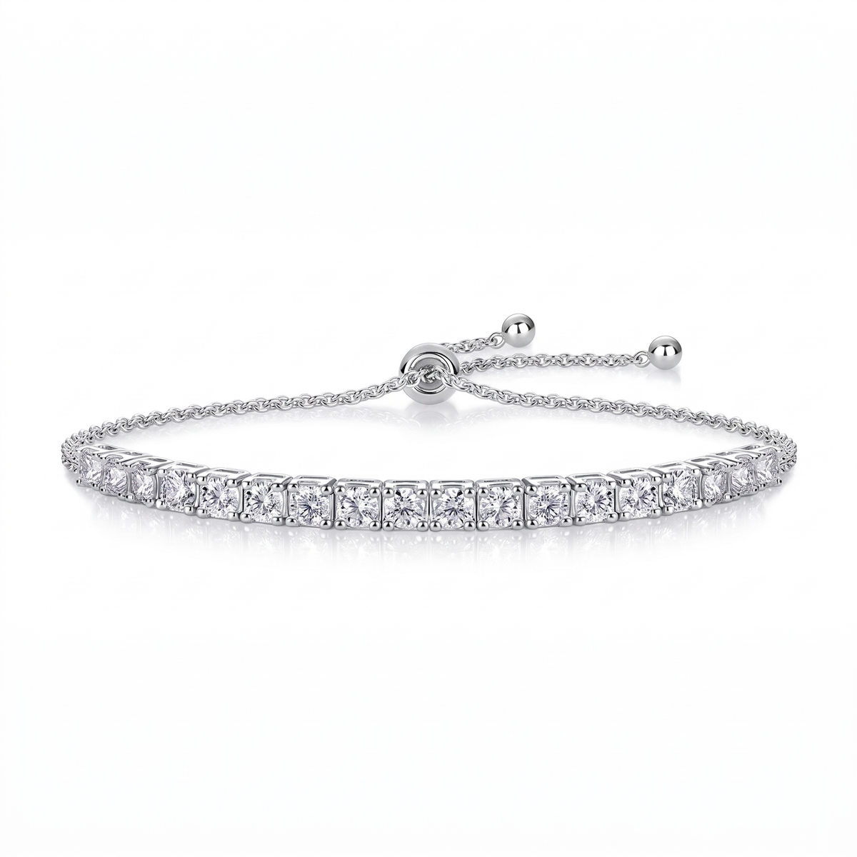 Adjustable Bolo Tennis Bracelet - White Gold