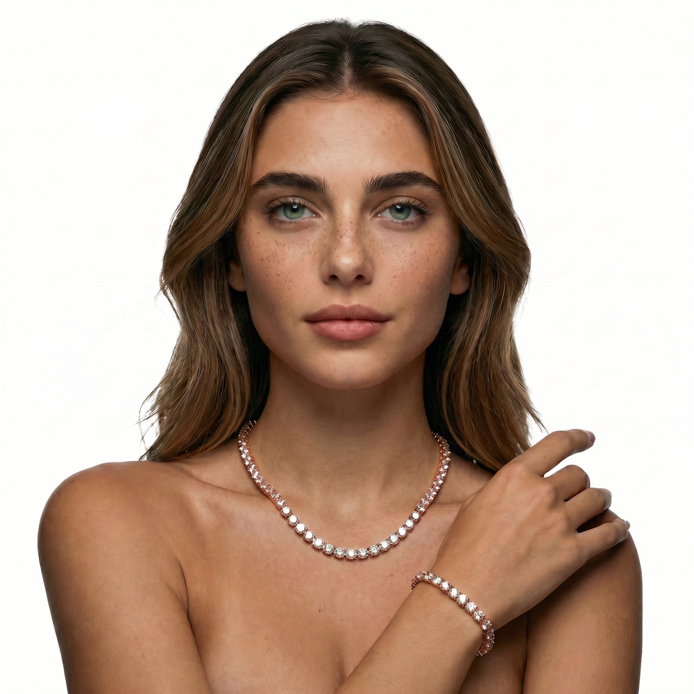 Tennis Set 5MM rose gold detail
