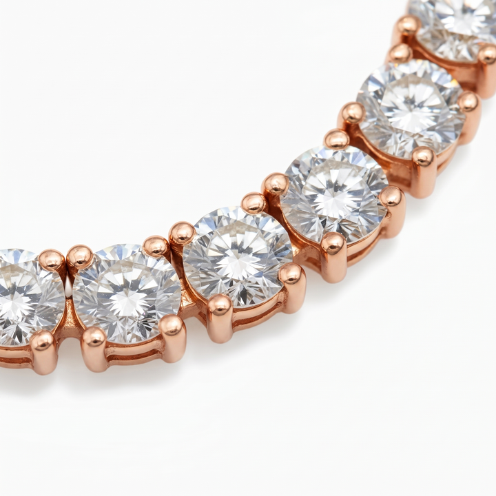 Aria Tennis Necklace 5MM rose gold detail