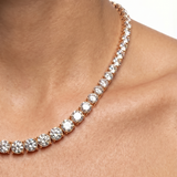 Aria Tennis Necklace 5MM rose gold worn