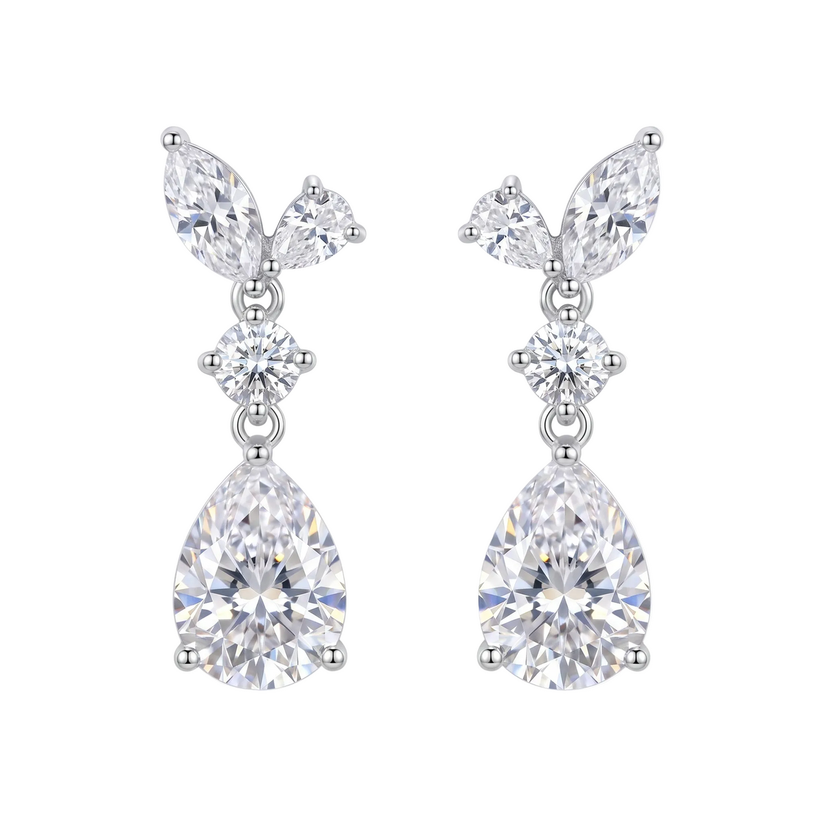 Amelia Pear Drop Earrings - White Gold