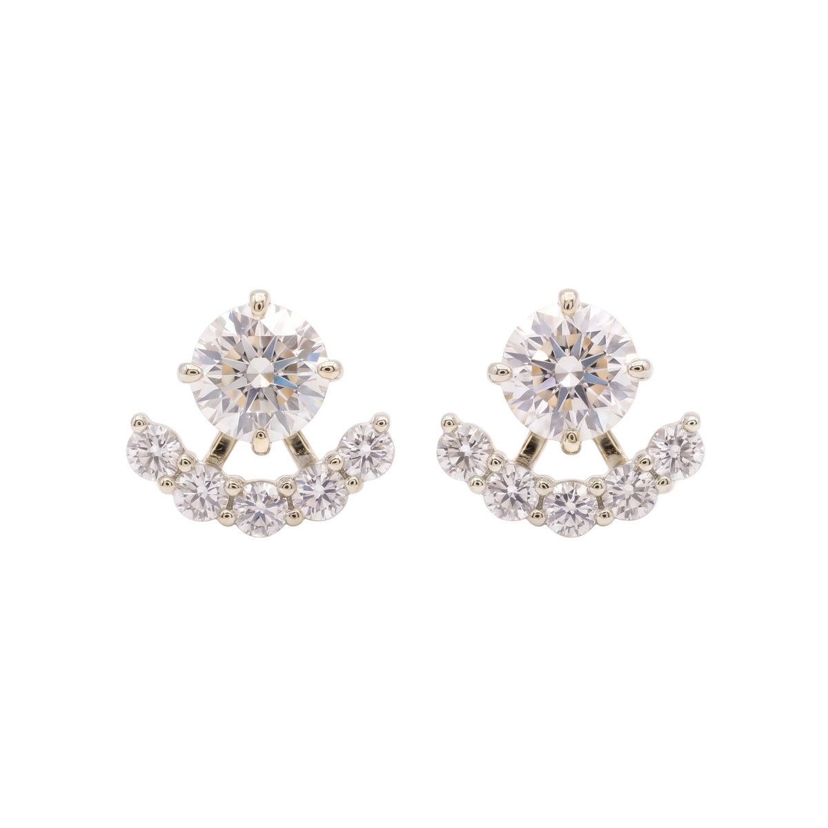 Elara Stud & Jacket Earrings - White Gold