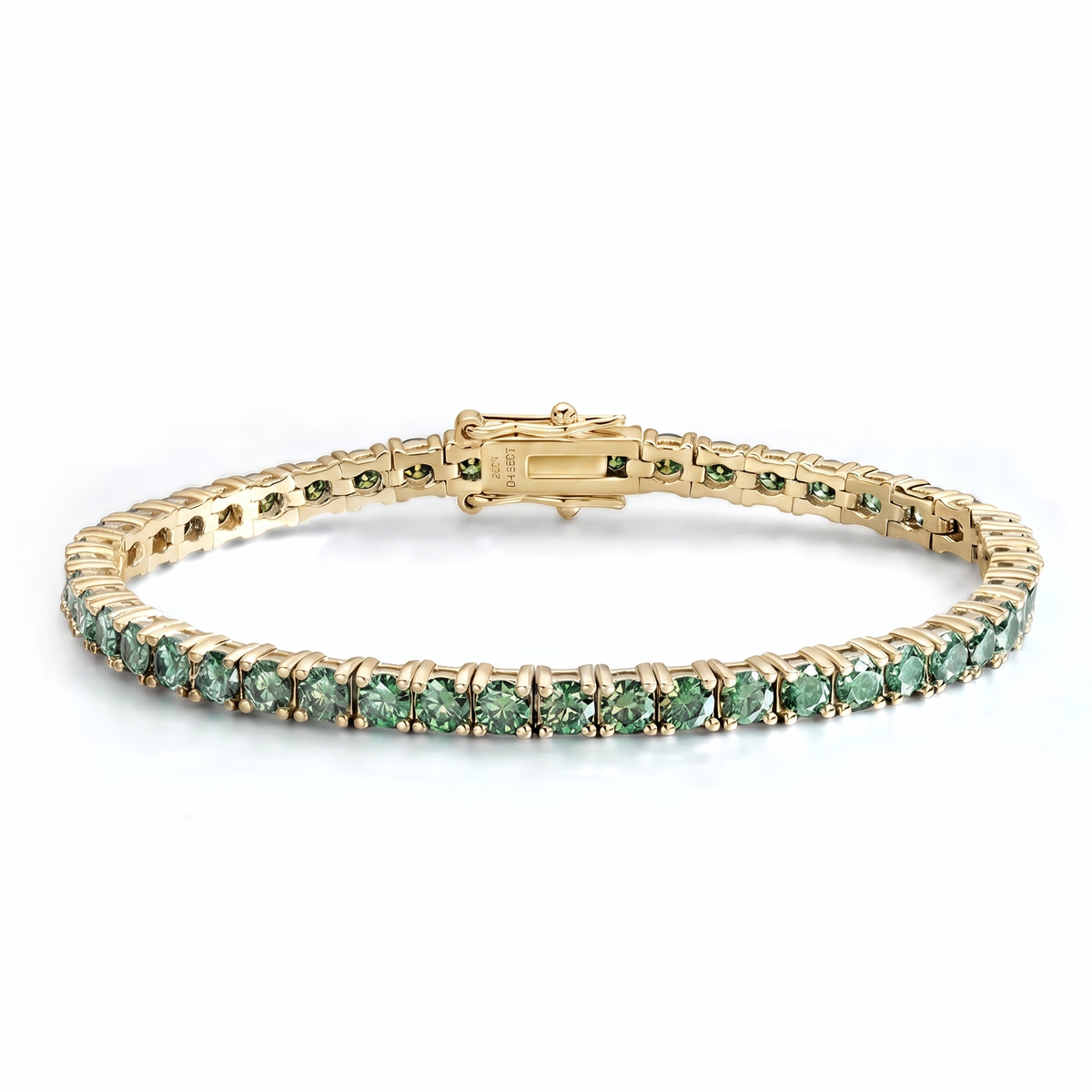 Green Tennis Bracelet - Gold